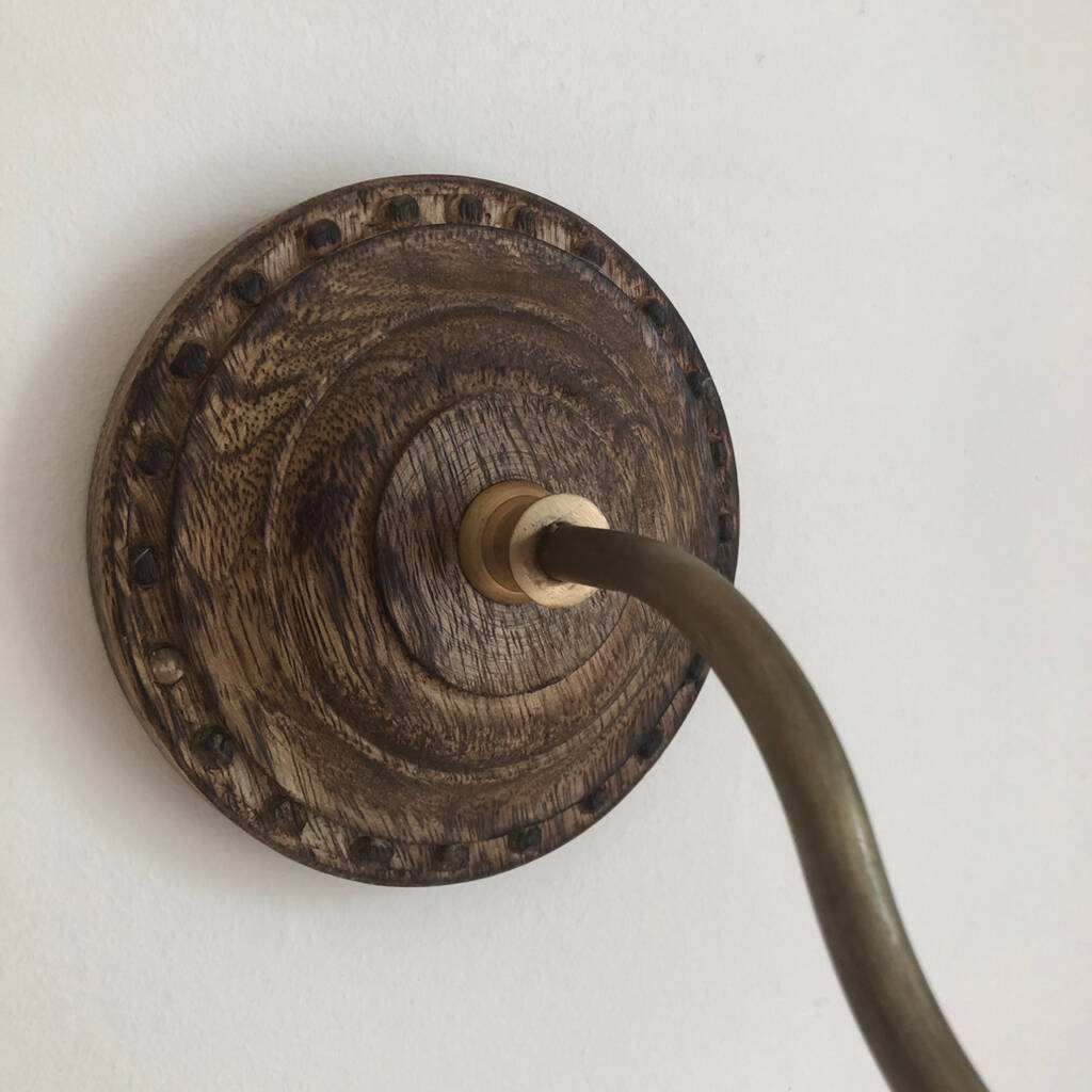 Pair Of Round Wooden Wall Lights With Shades By Victoria Jill