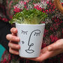 Face Line Drawing Plant Pot With Cress Seeds, thumbnail 1 of 3