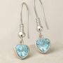 March Heart Birthstone Sterling Silver Earrings, thumbnail 6 of 7