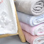 Personalised White Knitted Blanket With Bow, thumbnail 8 of 8