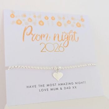 Sterling Silver Prom Night 2026 Heart Stretch Bracelet, 5 of 7