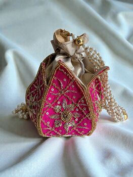 Hot Pink Silk Potli/Wrist Bag, 5 of 5