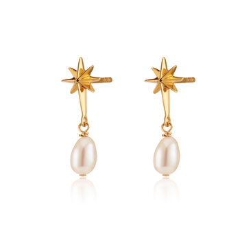 Angel Star And Pearl Drop Stud Earrings, 2 of 6