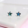Mini Sterling Silver Blue Star Stud Earrings, thumbnail 1 of 9