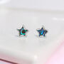 Mini Sterling Silver Blue Star Stud Earrings, thumbnail 2 of 9