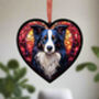 Border Collie Stained Glass Effect Heart Suncatcher, thumbnail 3 of 6