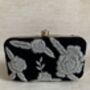 Black Floral Velvet Clutch Bag, thumbnail 3 of 10