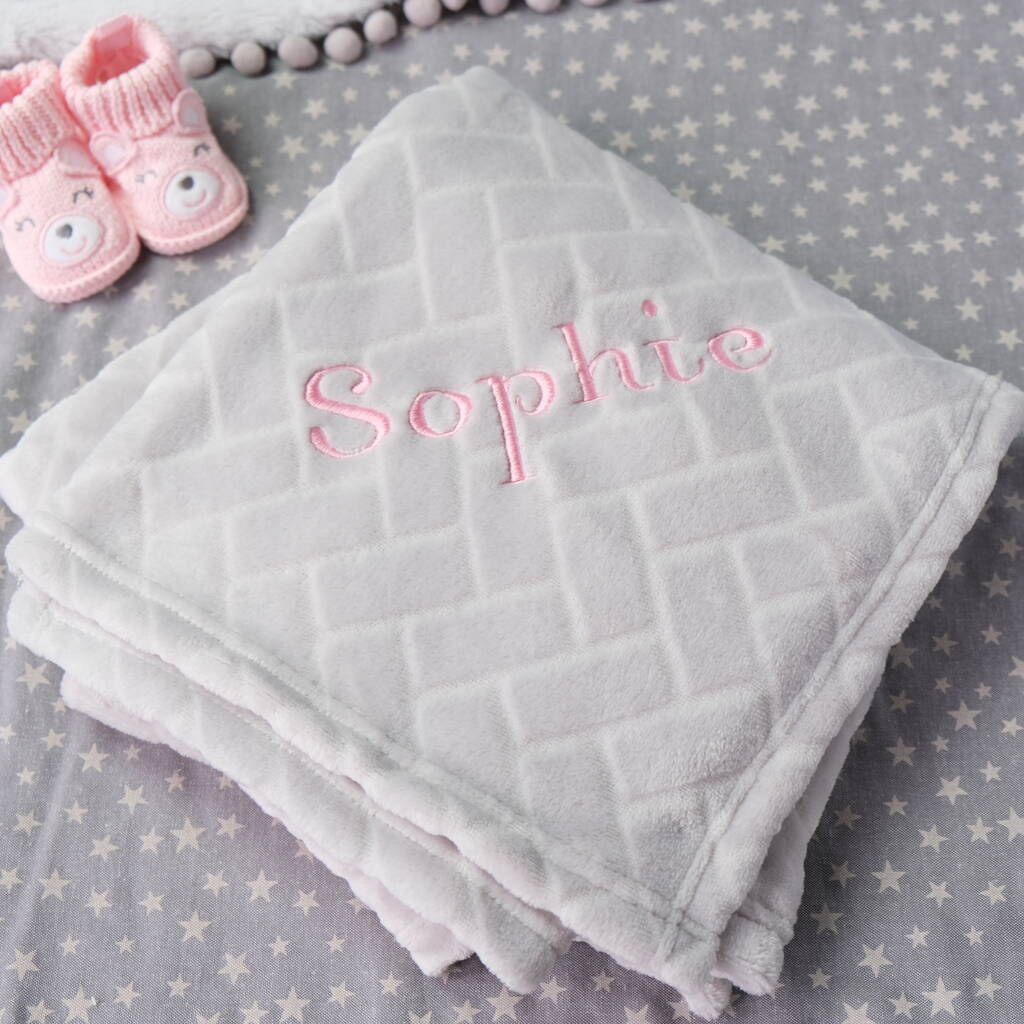 Personalised Grey Unisex Jacquard Baby Blanket By D Caro ...