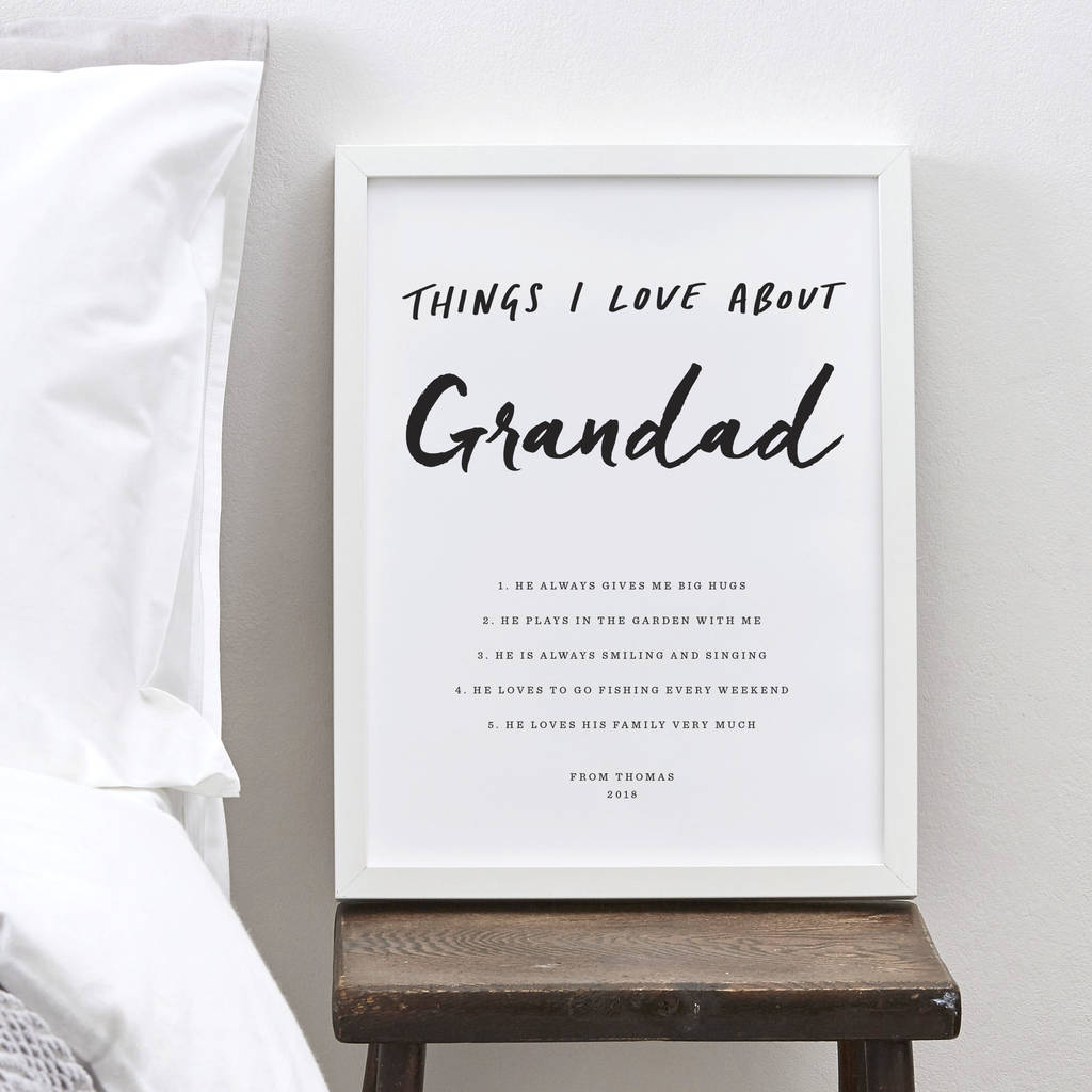 Personalised Things I Love About Grandad Print, 1 of 2