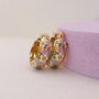 Botanical Wildflower 18ct Gold Plated Huggie Hoop Earrings, thumbnail 5 of 5