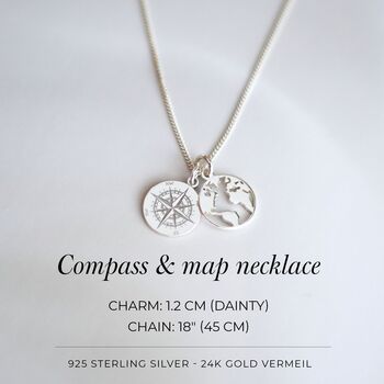 New Chapter Map And Compass Necklace – Graduation Travel Gift, 6 of 10