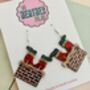 Santa Stuck In The Chimney Glitter Earrings / Funny Christmas Jewellery Sparkly Novelty Dangles / Festive Holiday Jewellery / Secret Santa Gift Bold Sparkly Christmas Accessory, thumbnail 3 of 5