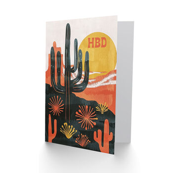 Cactus Desert Sunset Hbd Woman Her Birthday Card, 2 of 4