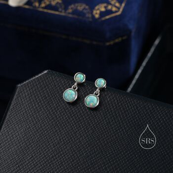 Sterling Silver Double Opal Dangle Earrings, 7 of 12