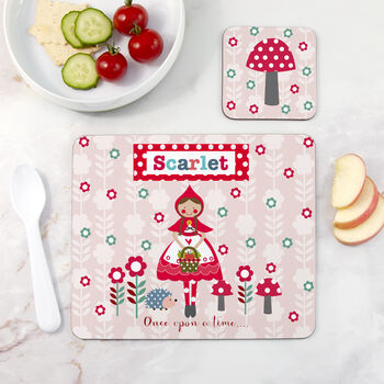 Personalised Kids Little Red Riding Hood Placemat Set, 2 of 4