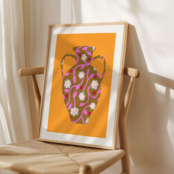 Patterned Yellow Vase Art Print, 3 of 4