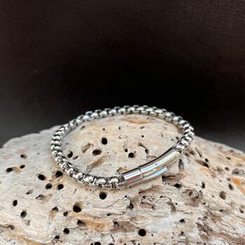 Grey Black Silver Titanium Steel Bracelet Gift For Him, 2 of 5