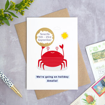Personalised Crab Themed Holiday Reveal Scratch Card, 2 of 9
