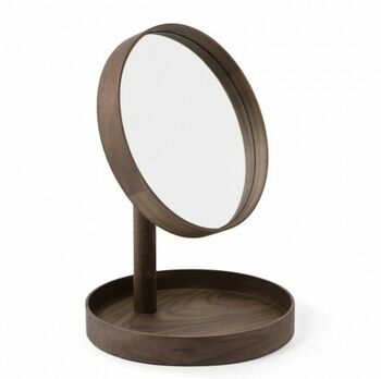 Walnut Contemporary Magnify Mirror, 3 of 4