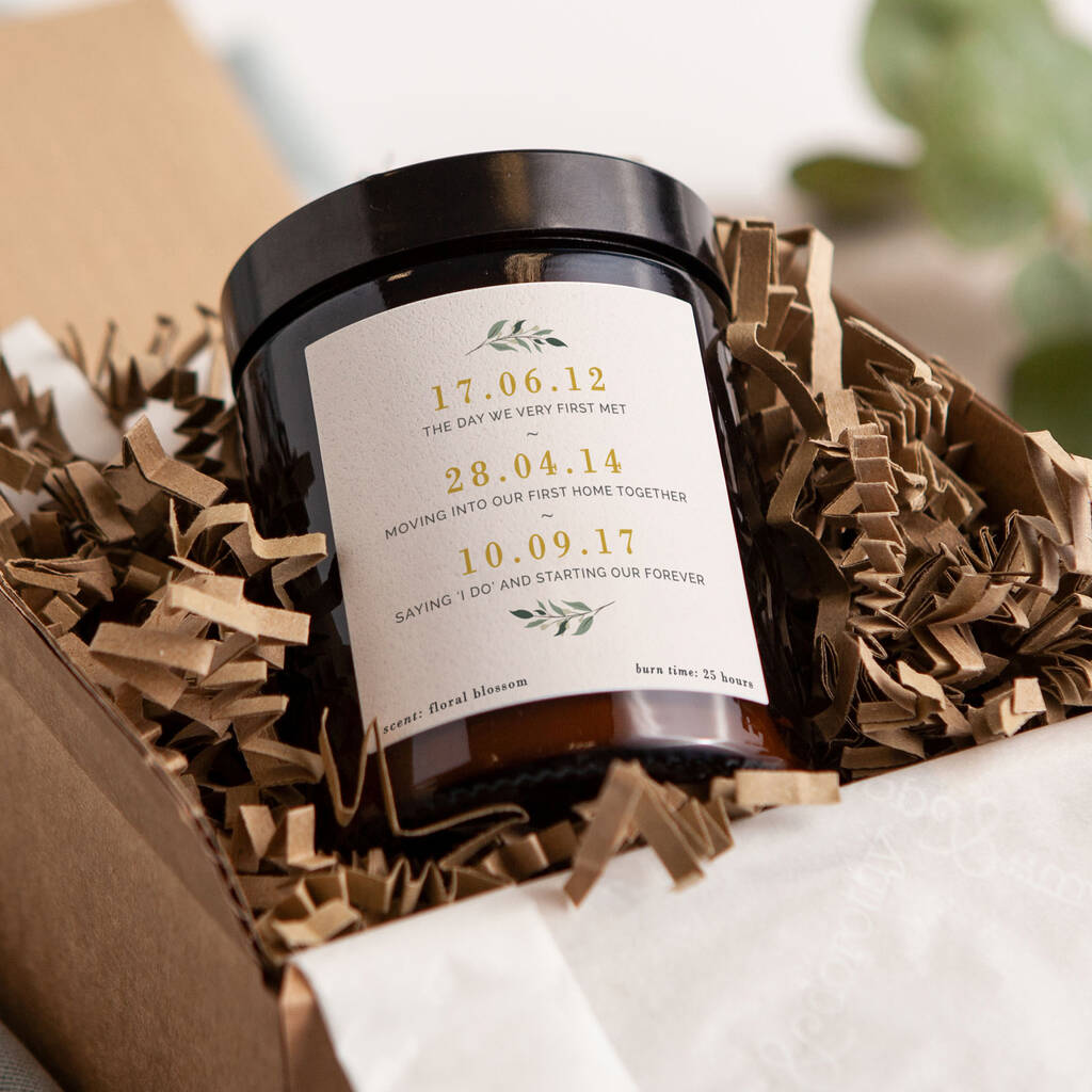 Gift For Bride To Be Special Dates Timeline Candle By Kindred Fires