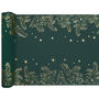 Elegant Green Gold Leaves Christmas Table Runner Two.5m, thumbnail 3 of 4