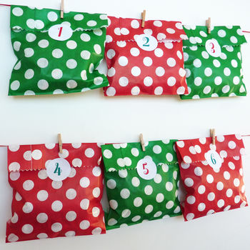 Spotty Advent Bags And Stickers, 5 of 5
