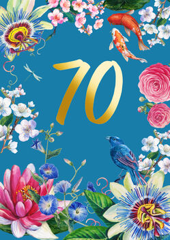 70th Birthday Floral Decorative Card, 2 of 3