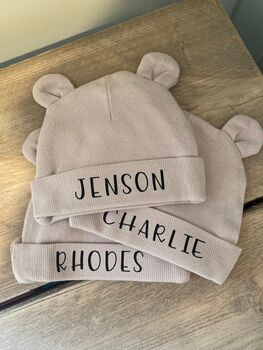 Personalised Bear Newborn Hat, 2 of 2