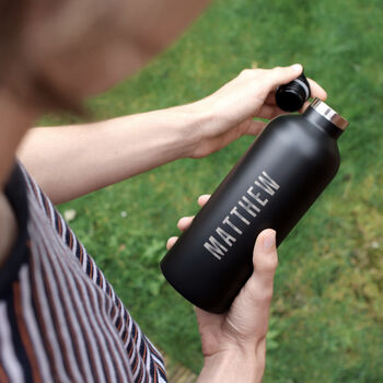 Personalised #Hydrate Reusable Black Water Bottle, 4 of 6