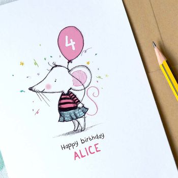 Personalised Mouse Balloon Age Birthday Card, 3 of 6