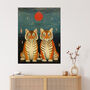 Tiger Twins Tea Party Cute Animal Cubs Wall Art Print, thumbnail 1 of 6