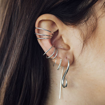 Sterling Silver Spiral Drop Earrings, 7 of 9