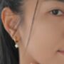 Small Natural Freshwater Pearl Huggie Hoop Earrings, thumbnail 4 of 4