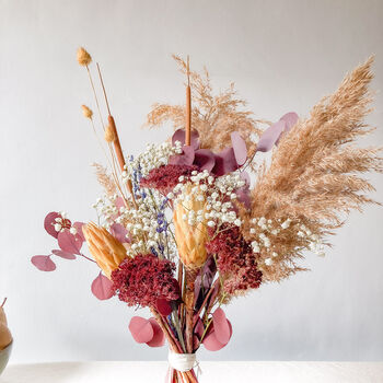 Burgundy Bouquet With Grasses And Proteas, 2 of 5