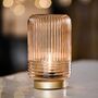 Cordless Tan Ribbed Glass Lamps, thumbnail 5 of 6