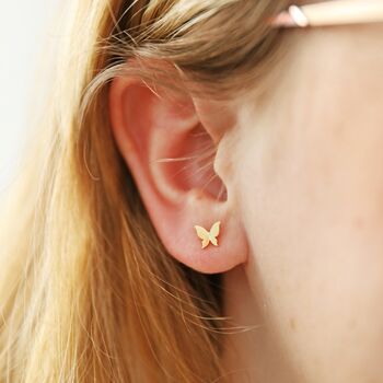 Tiny Butterfly Stud Earrings, 6 of 8