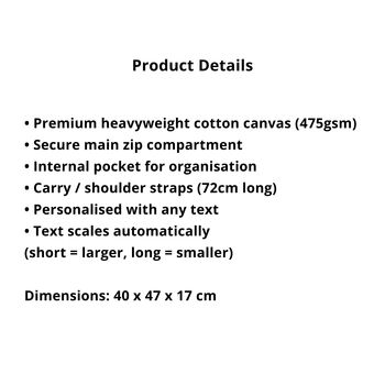 Extra Large Zip Tote Bag With Personalised Initials, 9 of 9