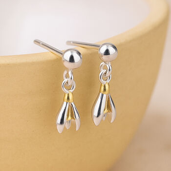 Sterling Silver Snowdrop Stud Earrings, 3 of 6