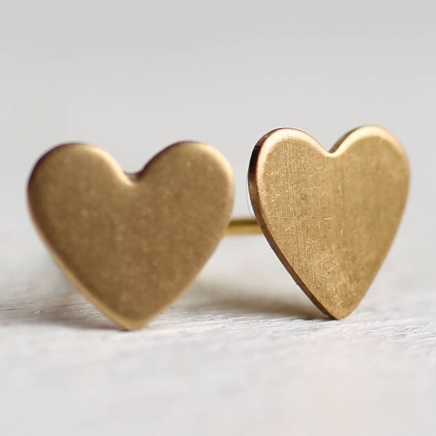 heart stud earrings by silk purse, sow's ear