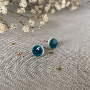 Handmade Turquoise Ceramic Dot Stud Earrings, 6 of 8