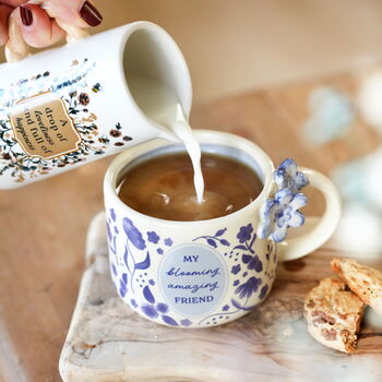 Ceramic Blue Wildflower Blooming Amazing Friend Mug, 2 of 5