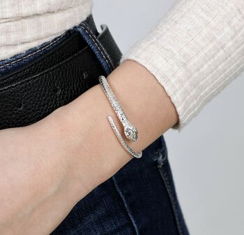 Silver Plated Snake Bangle, 3 of 3