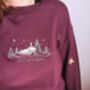 Snowy Stars Church Village Embroidered Christmas Jumper, thumbnail 2 of 6