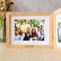 Personalised Solid Oak Three Aperture Hinged Photo Frame, thumbnail 2 of 7