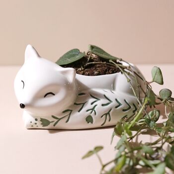 Small Ceramic Sleeping Fox Planter, H6cm, 4 of 8