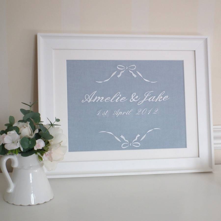 Personalised Fourth Wedding Anniversary Linen Picture, 1 of 3
