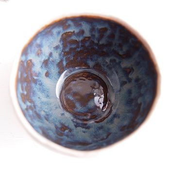 Handmade Dark Brown/Blue Ceramic Ring Bowl, 5 of 7
