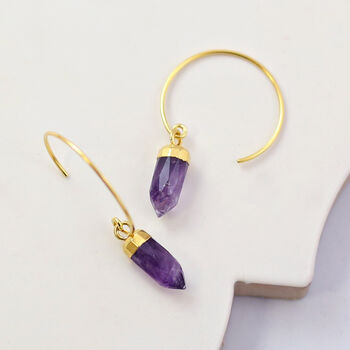Gold And Purple Natural Spike Earrings, 5 of 5