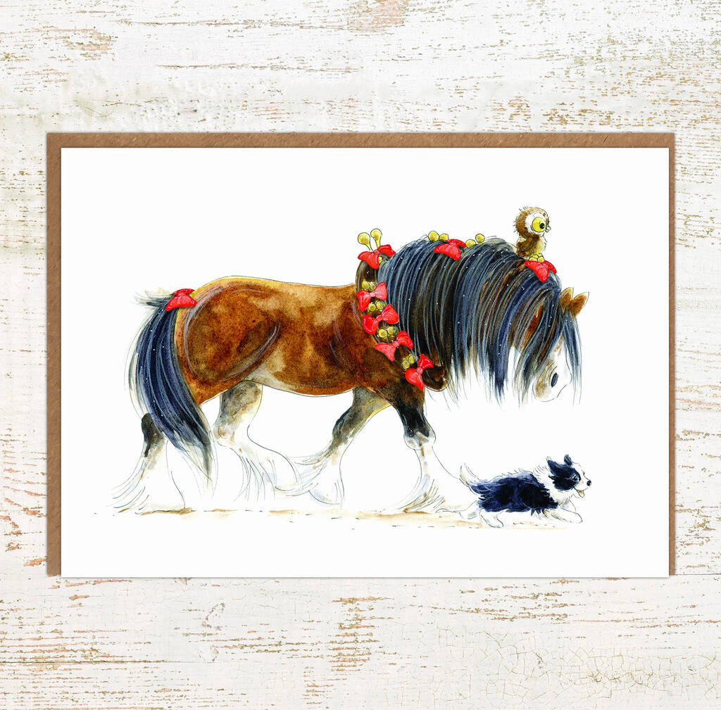 Jingle Bells, Shire Horse Christmas Card