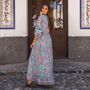 'Demi' Pink And Blue Floral Paisley Maxi Dress, thumbnail 6 of 6